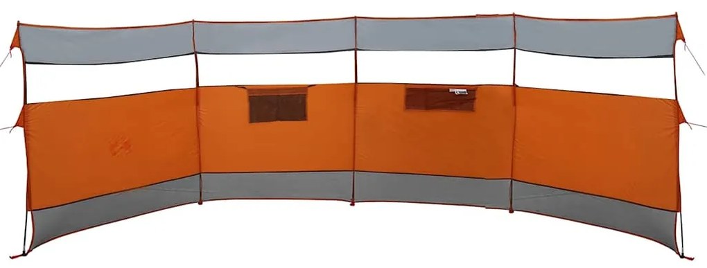 Corta-vento de campismo 510x153 cm impermeável cinza/laranja