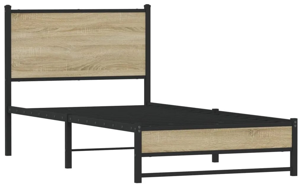 Estrutura de cama sem colchão 90x200 cm metal carvalho sonoma