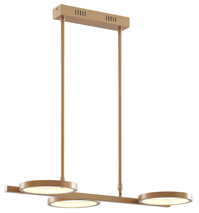 Candeeiro suspenso moderno dourado com LED regulável em 3 etapas e 3 luzes - Vivé Moderno