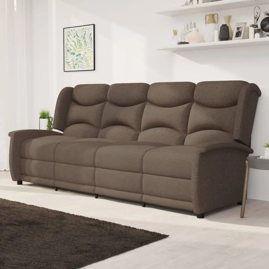 vidaXL Sofá reclinável de 4 lugares tecido cinzento-acastanhado