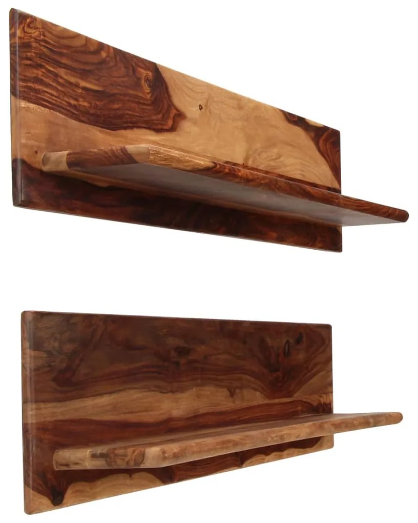 Prateleiras de parede 2 pcs 118x26x20cm madeira acácia maciça