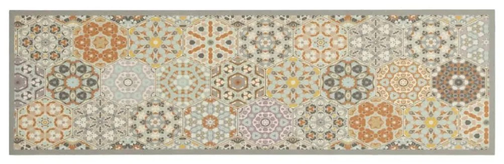 Tapete cozinha lavável 45x150 cm veludo padrão hexagonal pastel
