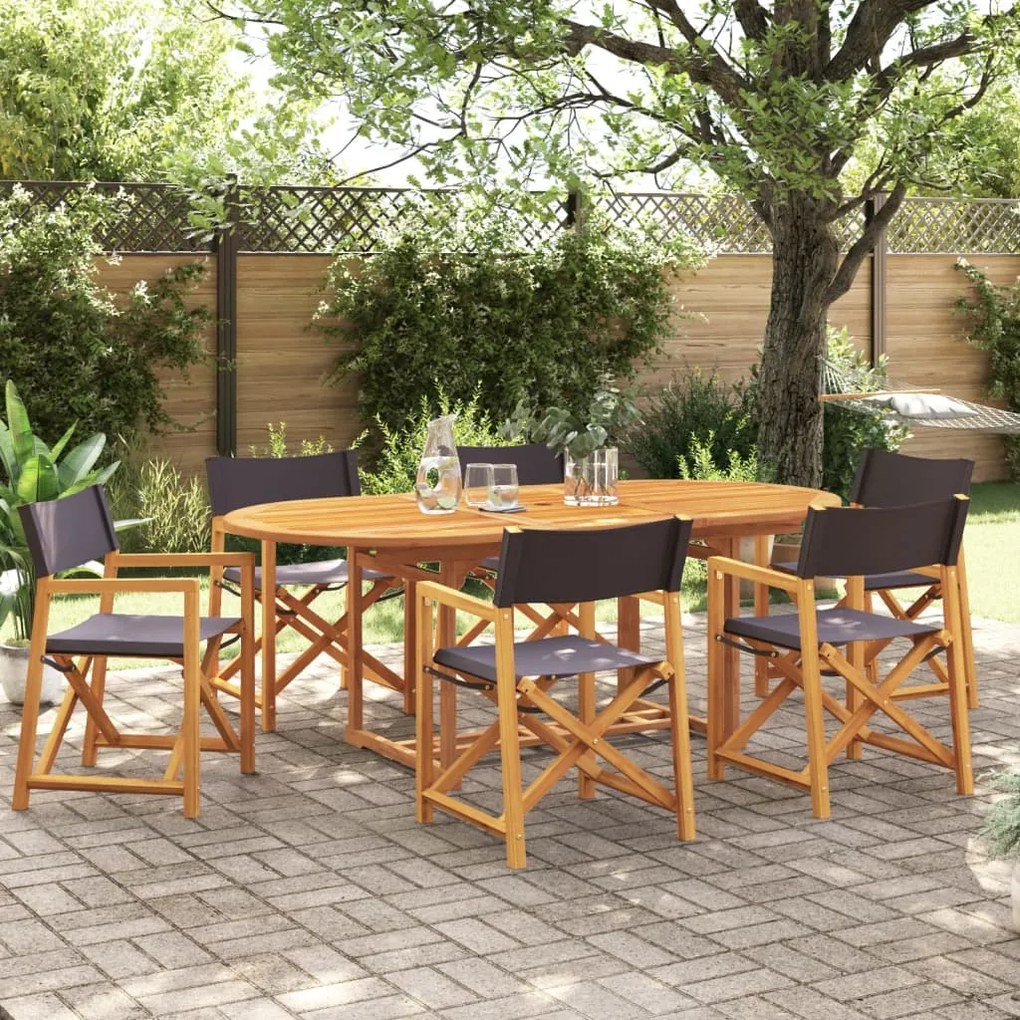 vidaXL 6 pcs cadeiras de jardim dobráveis tecido cinzento-escuro