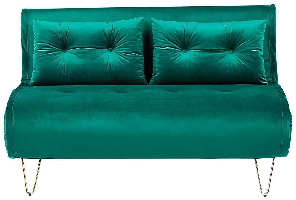 Sofá-cama 2 lugares em veludo verde escuro VESTFOLD Beliani