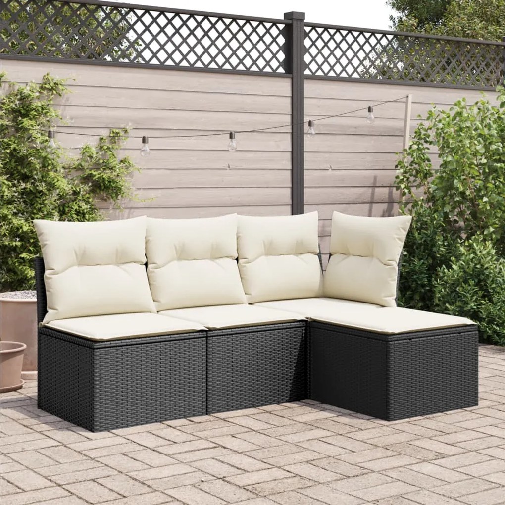 Banco de jardim com almofadão 55x55x37 cm vime PE preto