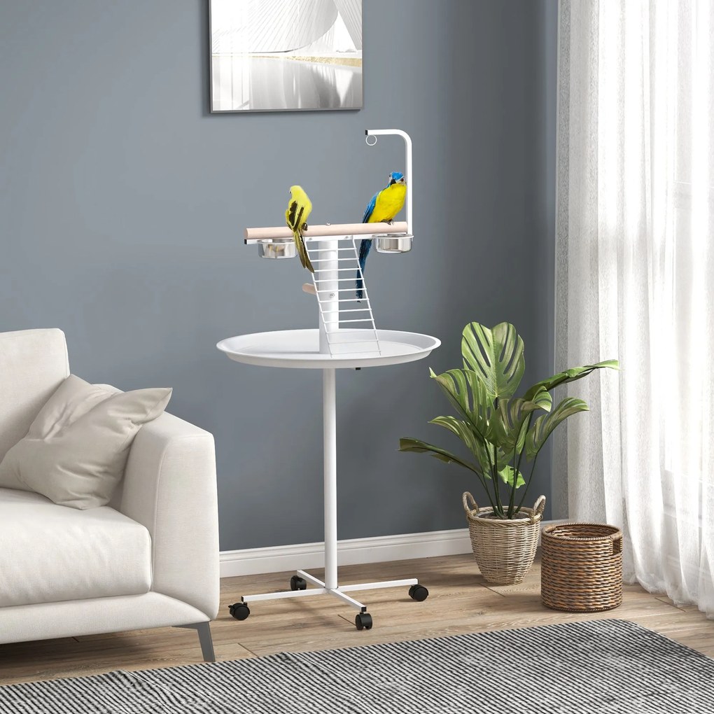PawHut Comedouro para Pássaros de Exterior com Rodas Ø60x138 cm Comedo