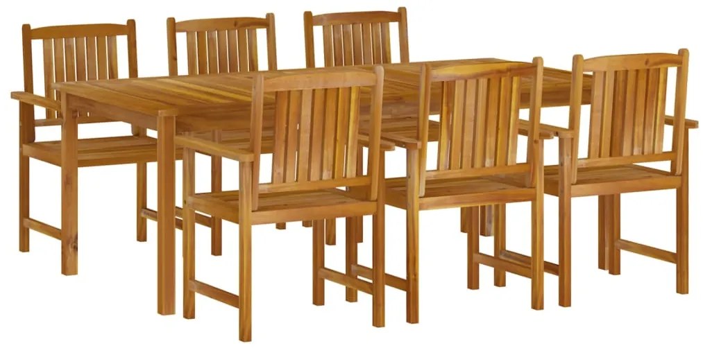 7 pcs conjunto de jantar para jardim madeira de acácia maciça