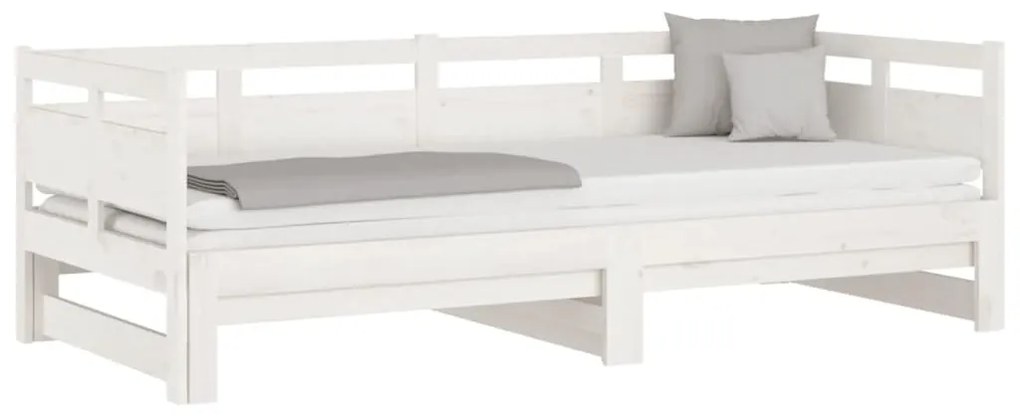 Estrutura sofá-cama de puxar pinho maciço branco 2x(90x190) cm