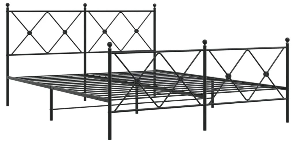 Estrutura de cama com cabeceira e pés 150x200 cm metal preto
