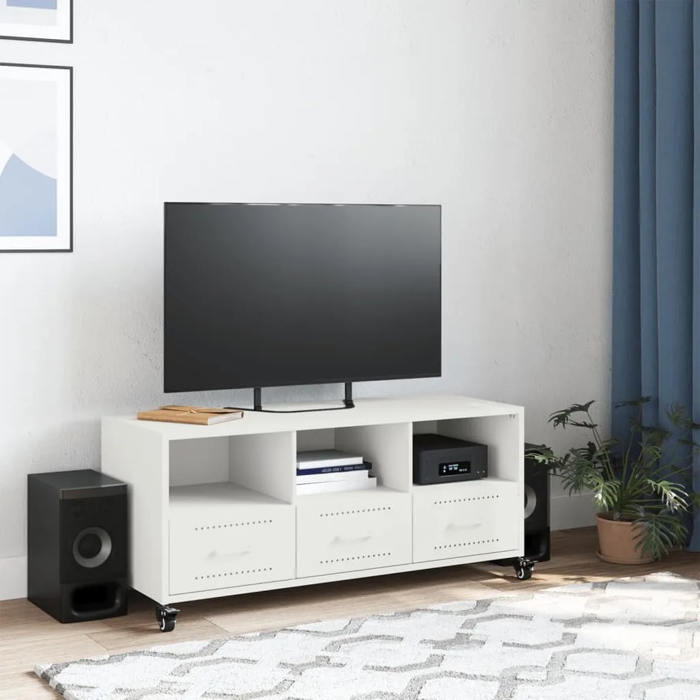 Móvel de TV 100,5x39x43,5 cm aço branco