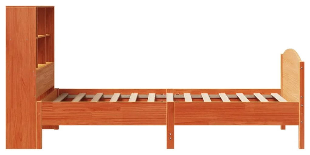 Cama com estante sem colchão 90x190cm pinho maciço castanho-mel