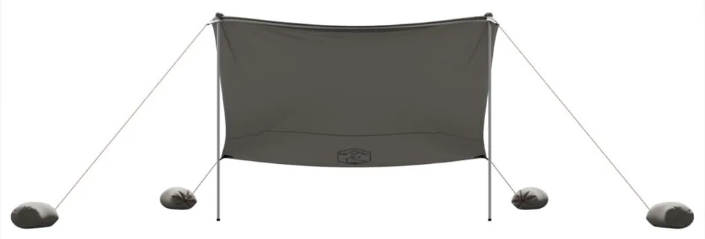 Toldo de praia com âncoras de areia 304x300 cm cinzento