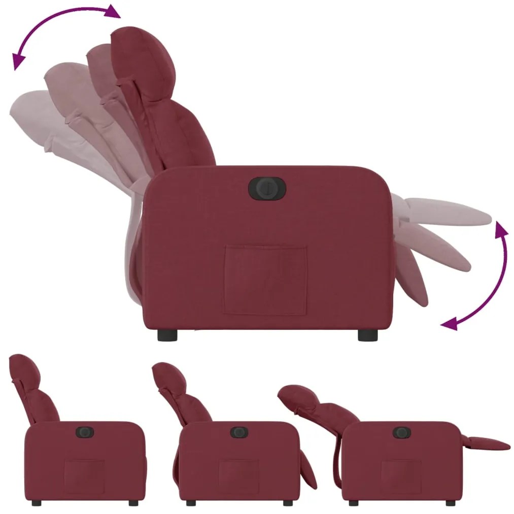 Poltrona elétrica reclinável tecido vermelho tinto