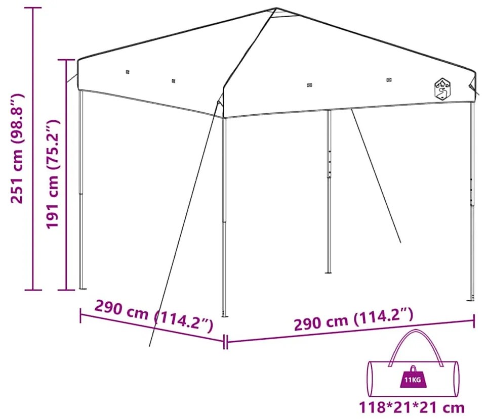 Tenda de Toldo Laranja 300 x 300 x 227 / 236 / 245 cm Tecido Oxford