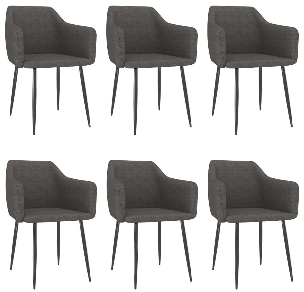 vidaXL Cadeiras de jantar 6 pcs tecido cinzento-escuro