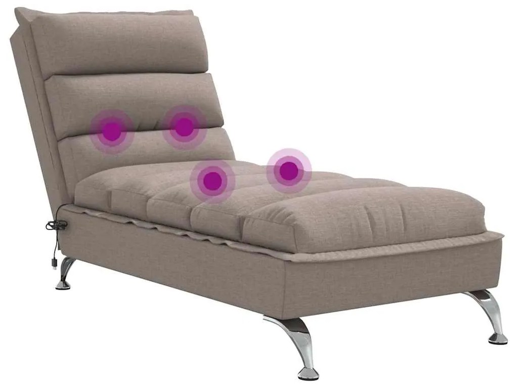 Chaise lounge massagem c/ almofadões tecido cinza-acastanhado