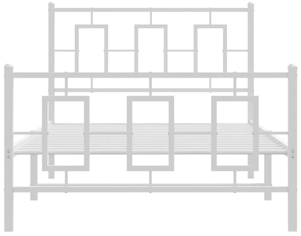 Estrutura de cama com cabeceira e pés 100x200 cm metal branco