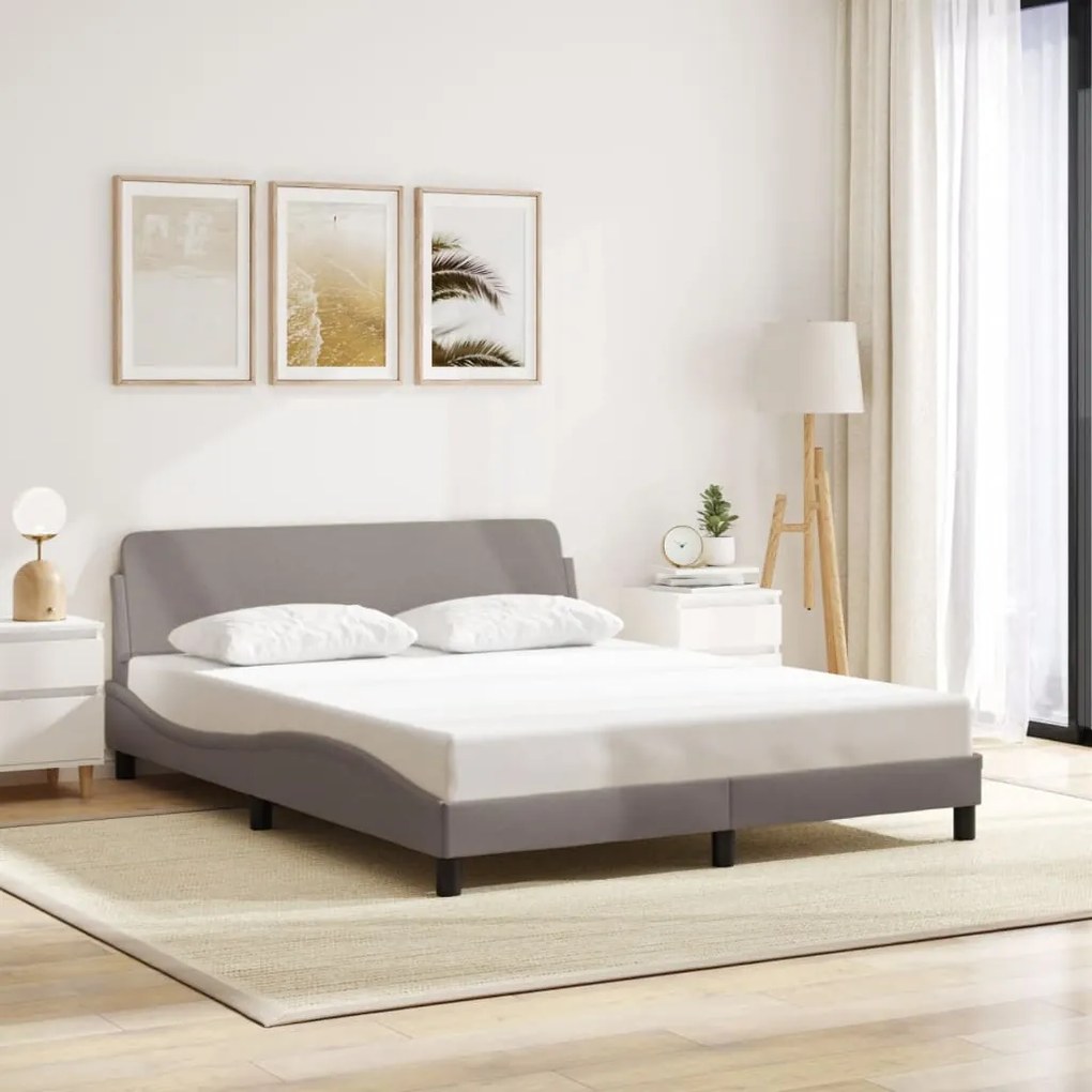 Cama sem colchão 160x200 cm tecido castanho-acinzentado