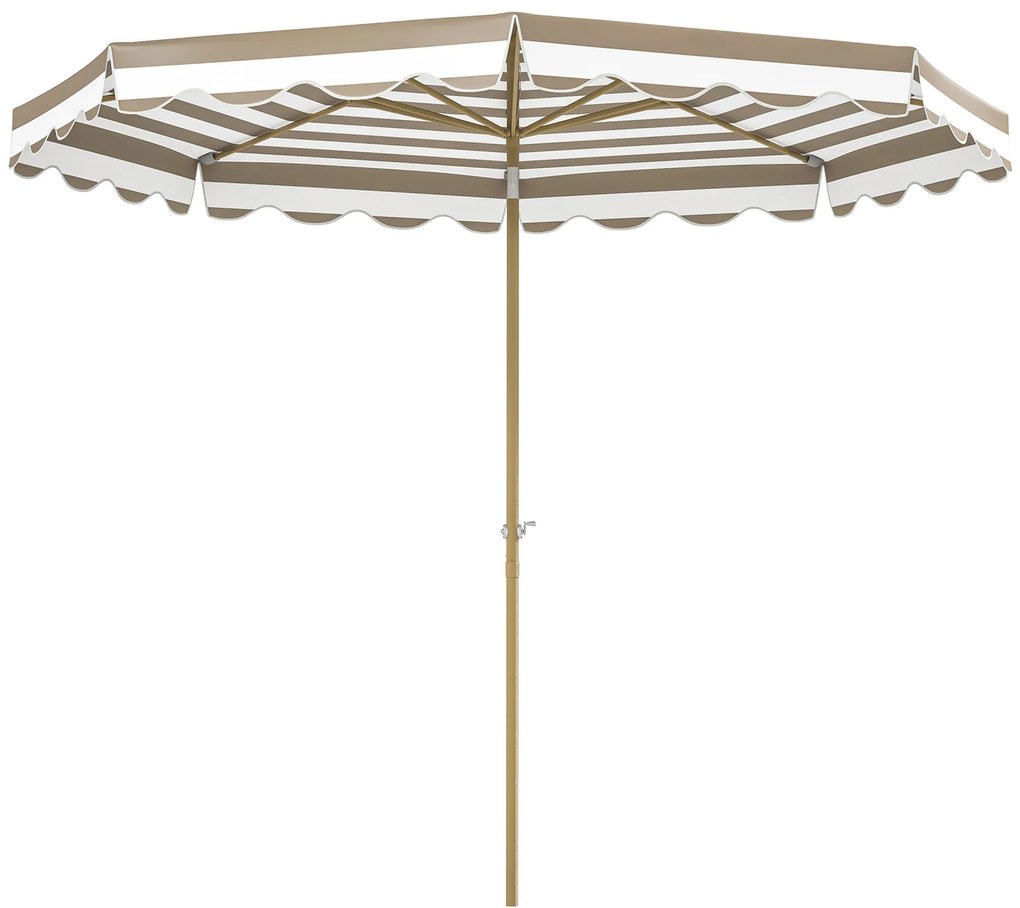 Chapéu de Sol de Jardim com Ângulo Ajustável Inclinável e Manivela Proteção UV 50 + Ø268x237 cm Cinzento claro, branco e caqui