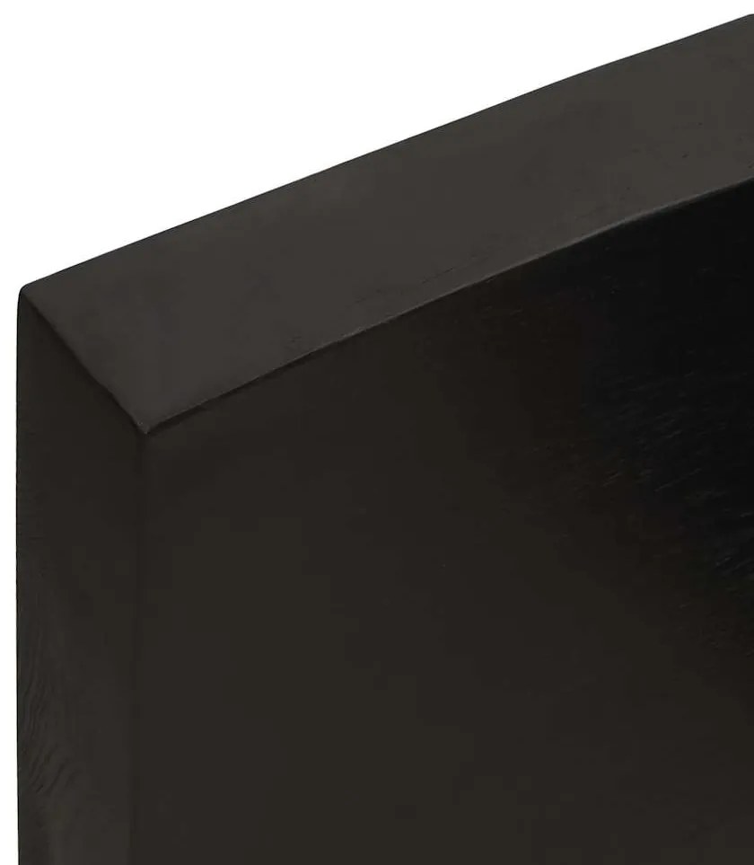 Tampo de mesa com bordas vivas maciço tratado castanho-escuro
