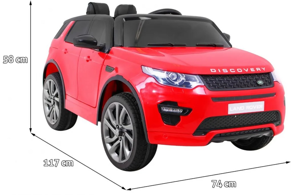 Carro elétrico para Crianças 12V Land Rover Discovery Rodas de EVA, Assento de couro Vermelho