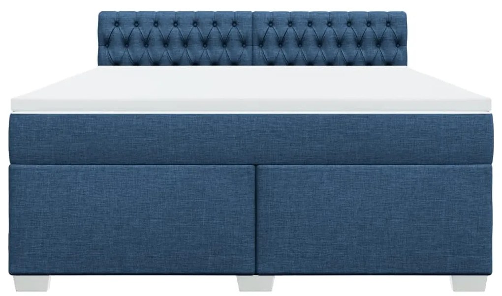 Cama com molas/colchão 180x200 cm tecido azul