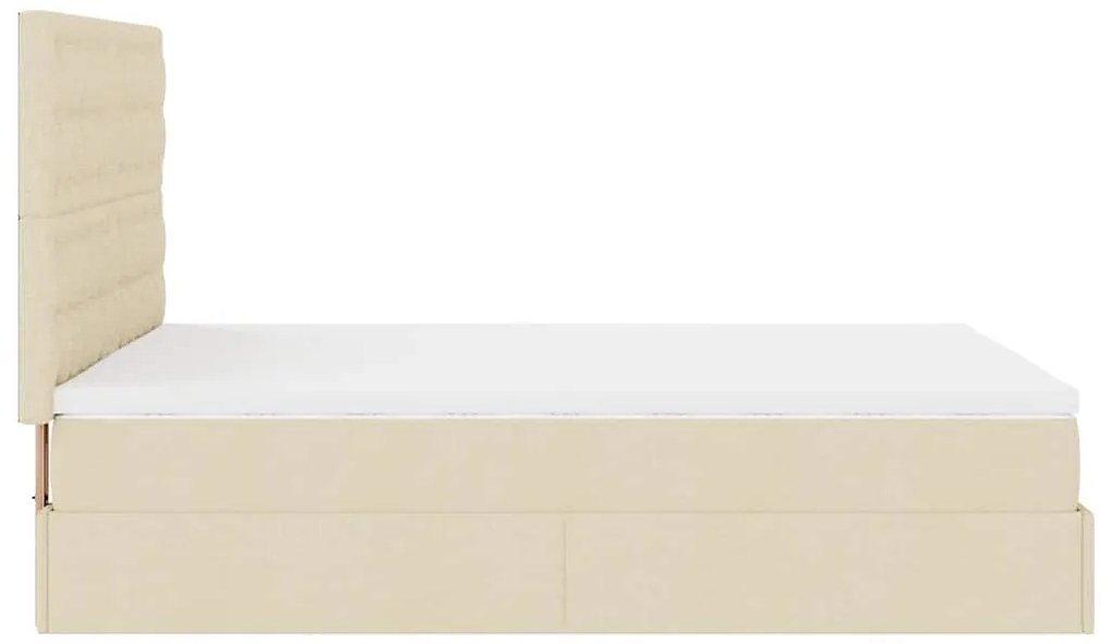 Estrutura de cama otomana com colchão tecido creme 140x200cm