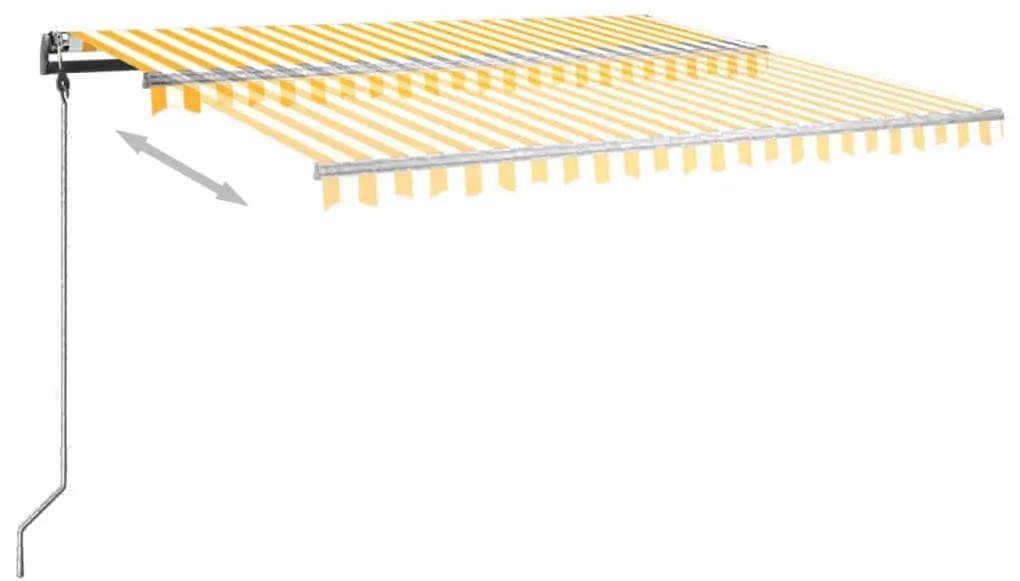 Toldo retrátil manual independente 400x350 cm amarelo e branco