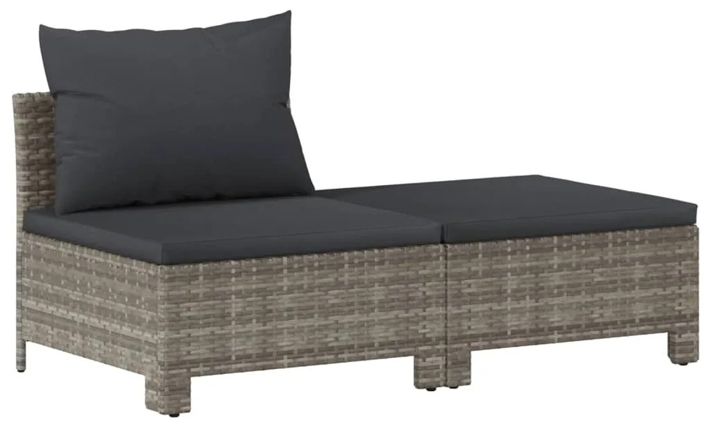 8 pcs conjunto lounge de jardim c/ almofadões vime PE cinzento