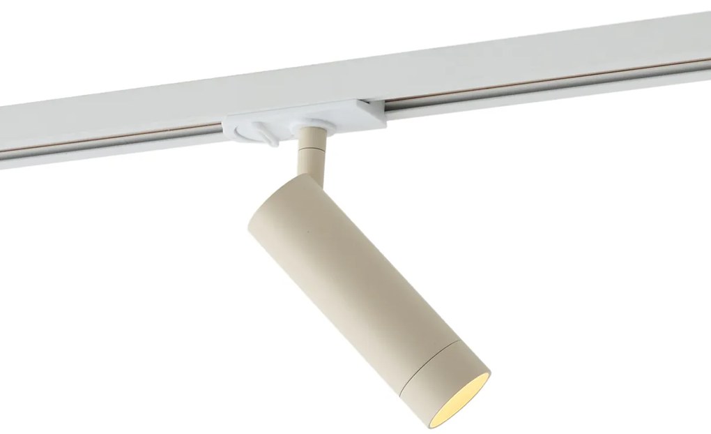 Foco moderno bege com adaptador branco para sistema de calha monofásico GU10 35mm - Iconic Jeana Luxe