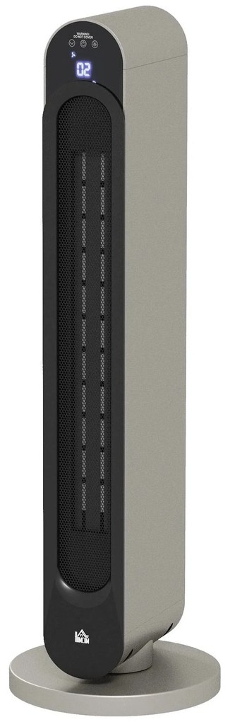 Aquecedor Cerâmico de Torre - Prata e Preto - Ø25x73,5 cm - ABS - Desi