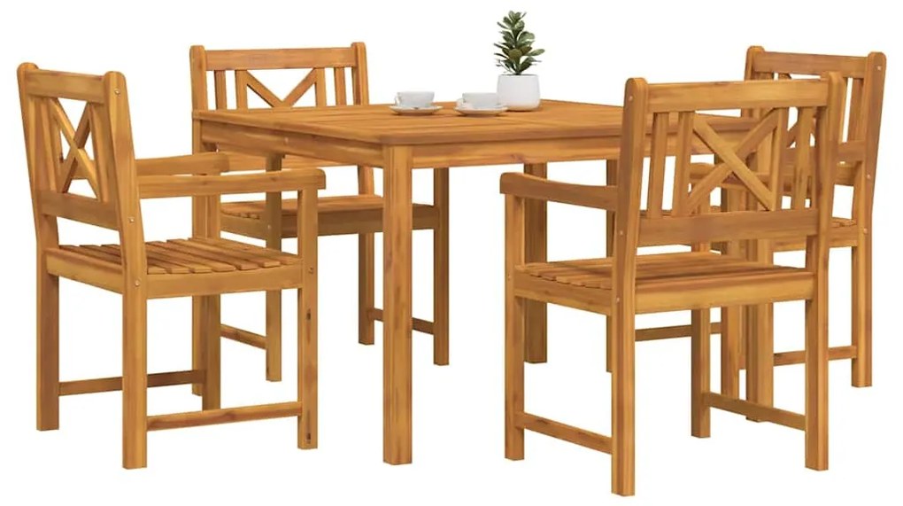 Conjunto de Jantar para o Jardim 5 Peças em Madeira de Acácia