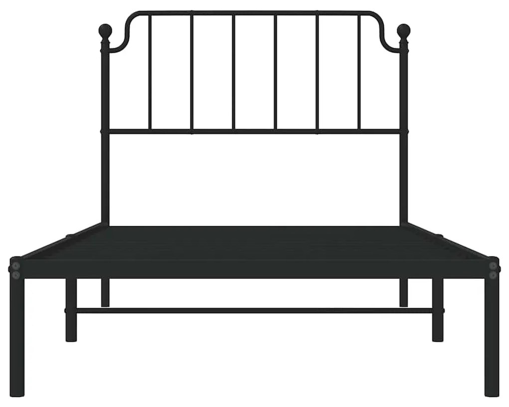 Estrutura de cama com cabeceira 100x200 cm metal preto