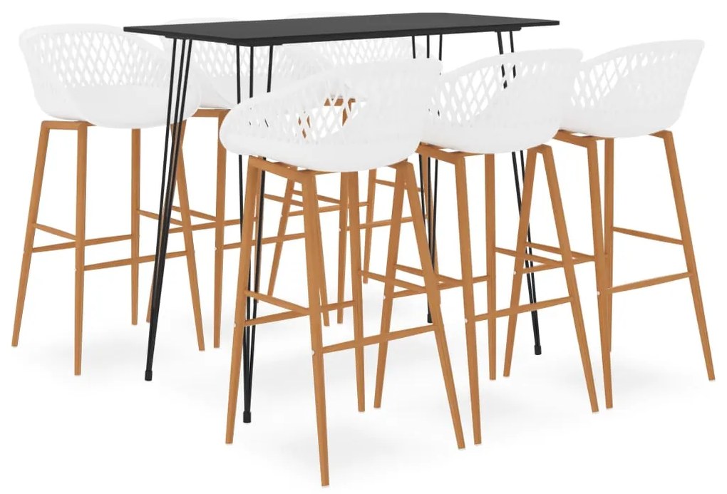 vidaXL 7 pcs conjunto de bar preto e branco