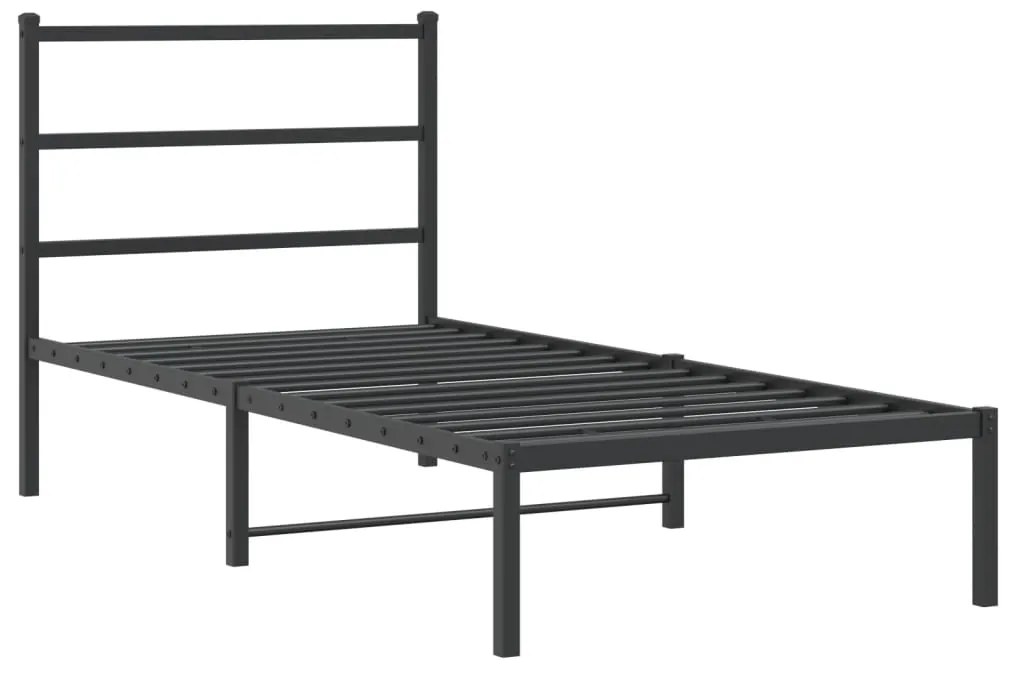 Estrutura de cama com cabeceira 90x190 cm metal preto