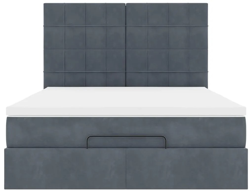 Estrutura cama otomana com colchões 140x190cm cinzento escuro