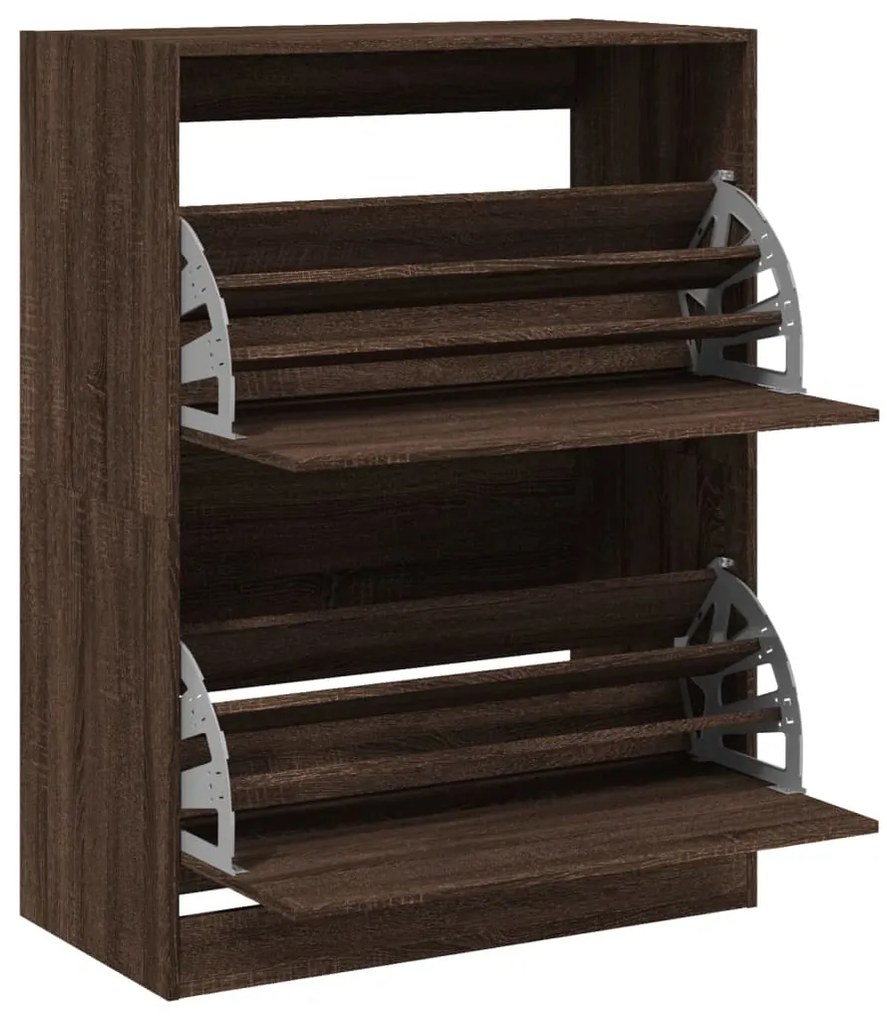 Sapateira 2 gavetas articuladas 80x42x108cm carvalho castanho