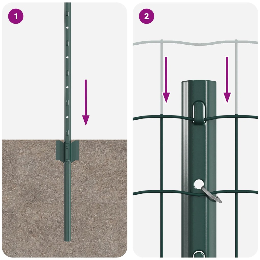 Cercas Euro com 11 Postes Verdes 0,4x25 m Aço