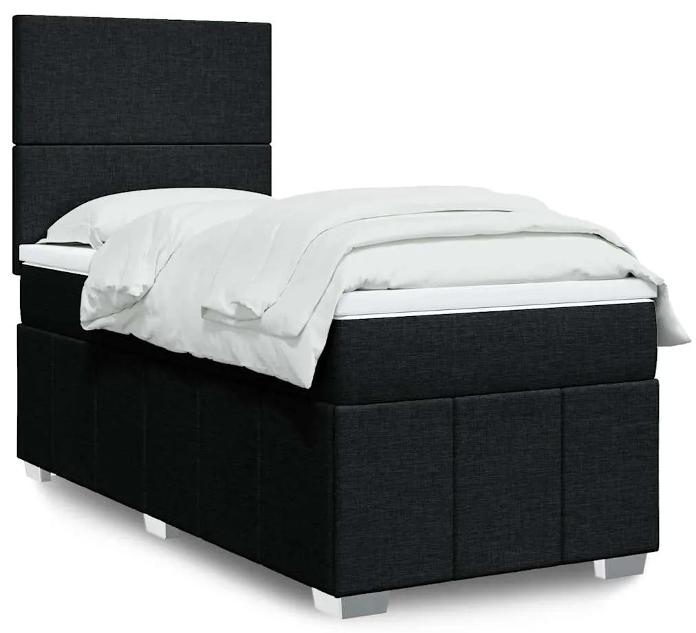 vidaXL Cama com molas/colchão 80x200 cm tecido preto