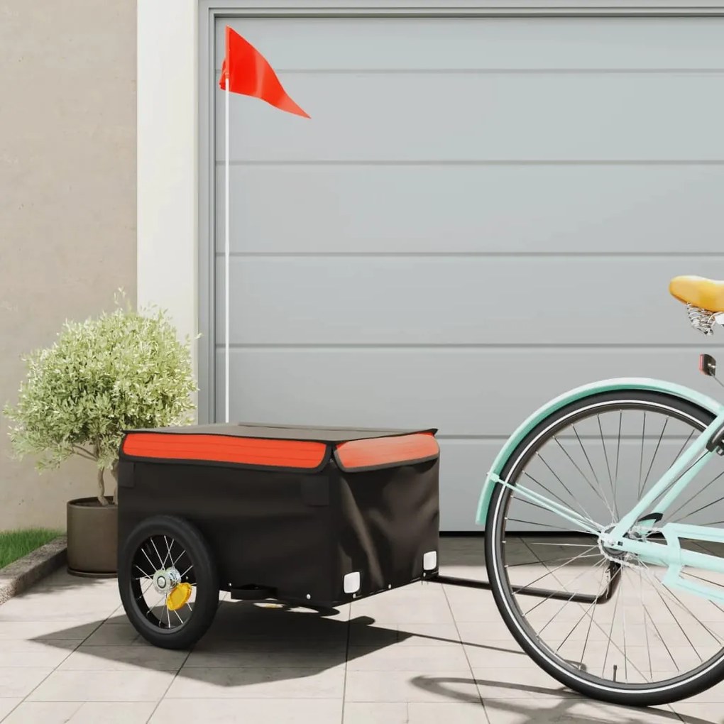 Reboque para bicicleta 30 kg ferro preto e laranja
