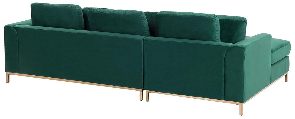 Sofá de canto com repousa-pés em veludo verde esmeralda à esquerda OSLO Beliani