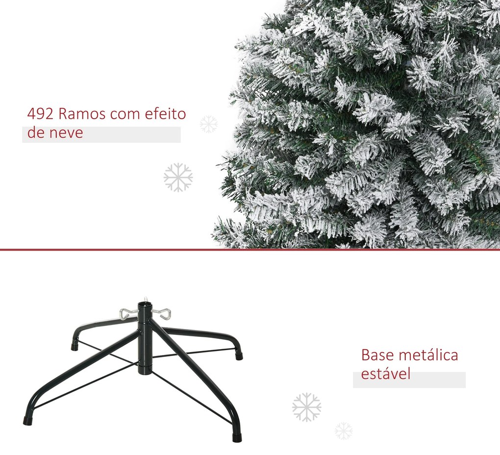 Árvore de Natal 180 cm Árvore de Natal Artificial Nevado com 492 Ramos