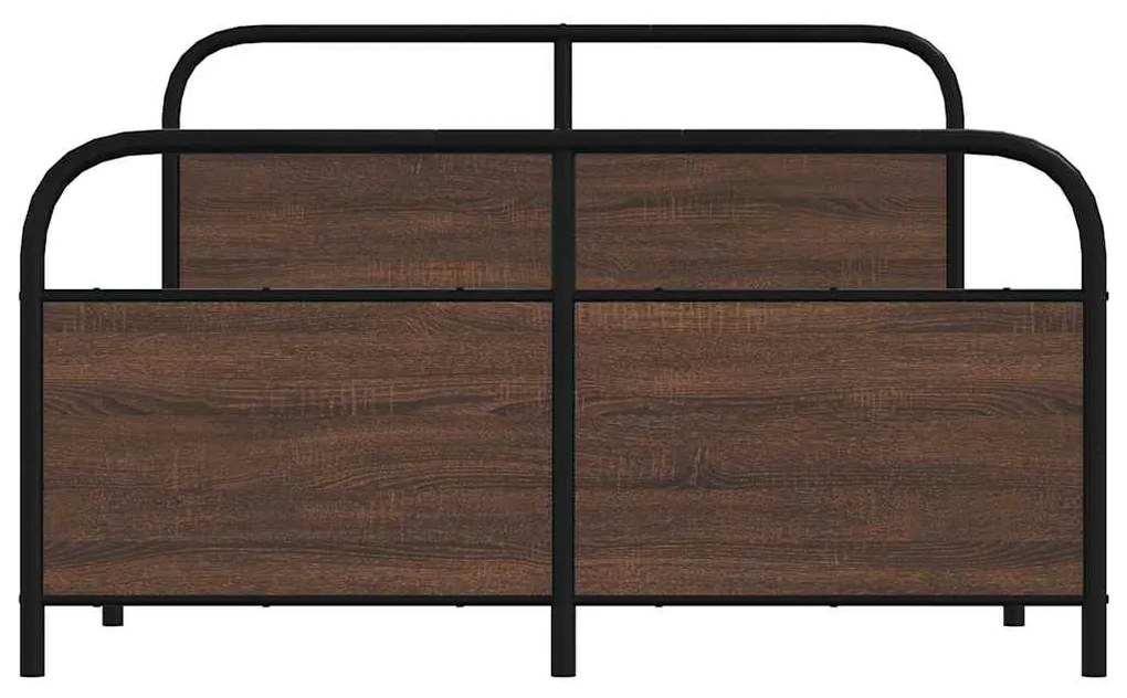 Estrutura de cama sem colchão 140x200cm metal carvalho castanho
