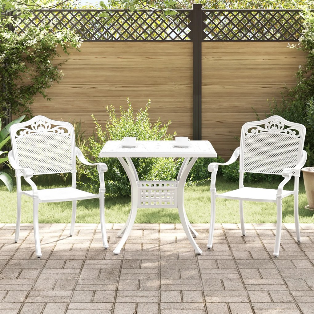 Conjunto Bistro de Jardim 3 Peças vidaXL Branco em Alumínio Fundido