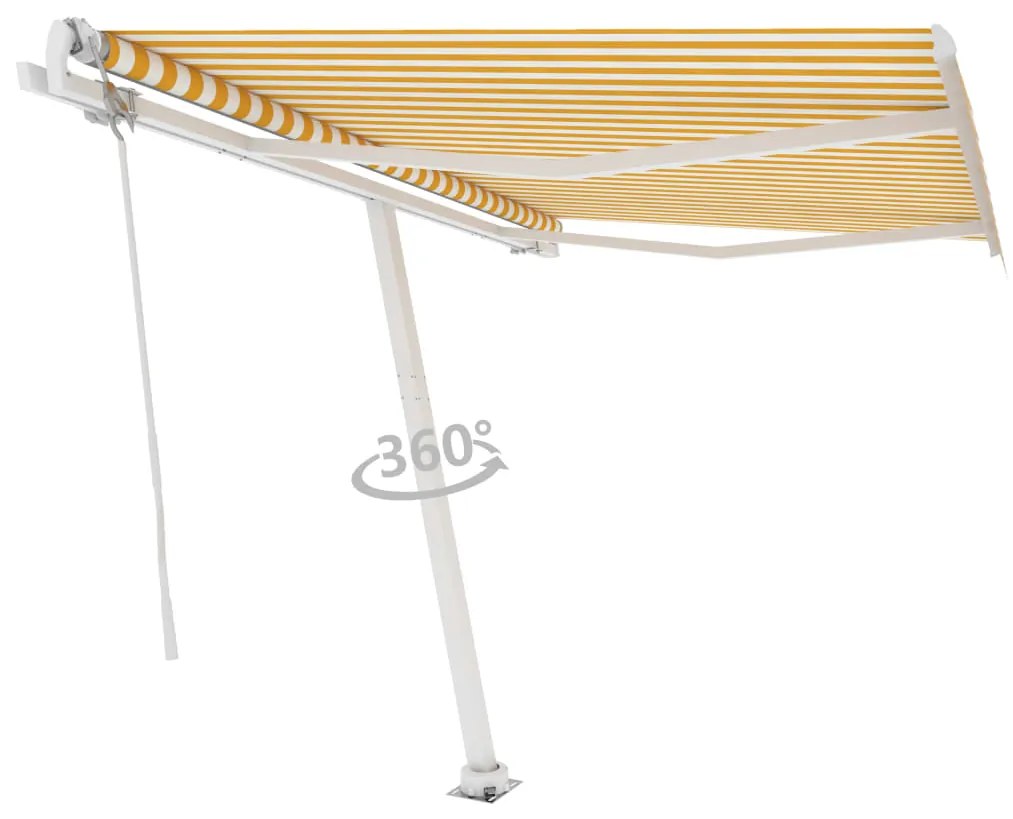 Toldo automático independente 350x250 cm amarelo e branco