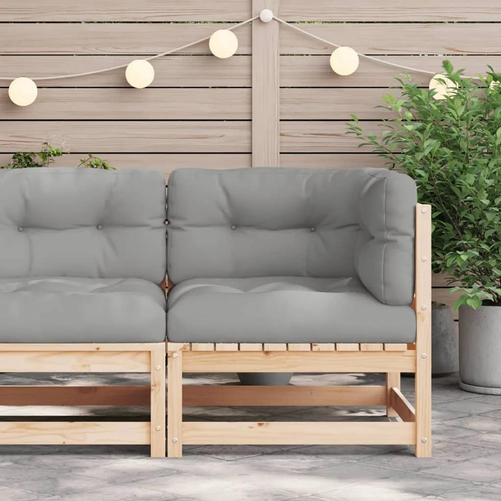 Sofá de canto p/ jardim com almofadões madeira de pinho maciça
