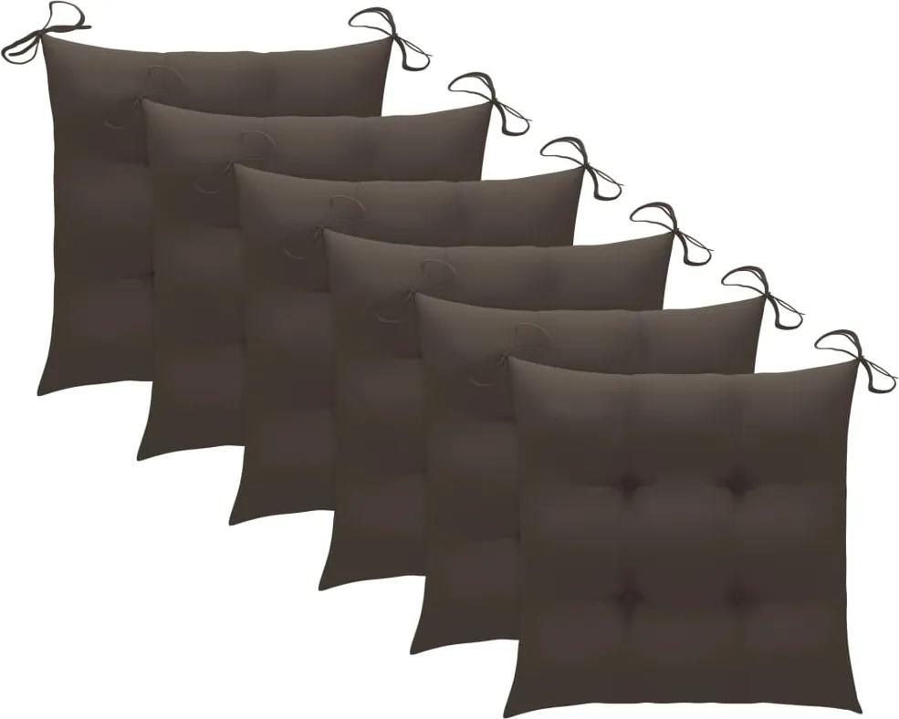 Almofadões cadeira 6 pcs 50x50x7 cm tecido cinzento-acastanhado