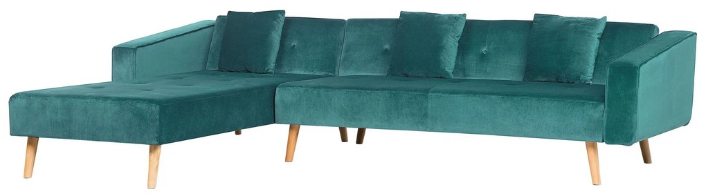 Sofá de canto em veludo verde versão direita VADSO Beliani