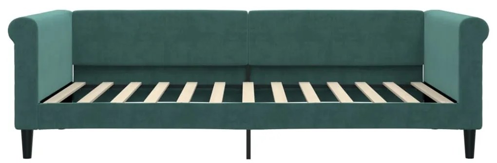 Sofá-cama com colchão 100x200 cm veludo verde-escuro