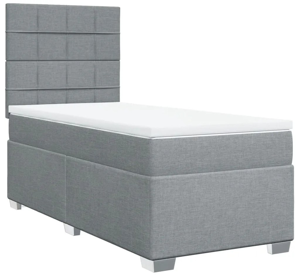 Cama com molas/colchão 100x200 cm tecido cinzento-claro